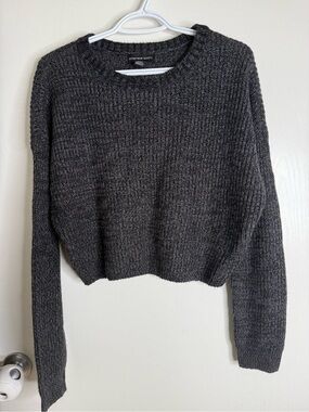Streetwear Society Cropped Charcoal Ribbed Crewneck Sweater Women's Medium
